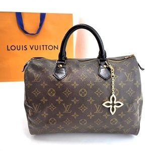 Louis Vuitton brown leather monogram speedy 30 satchel